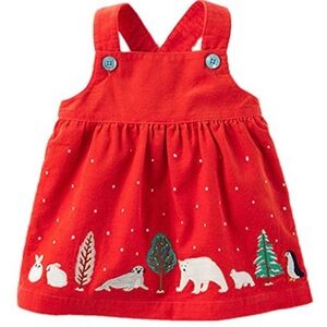 Mini Boden Red Animal Embroidered Dress